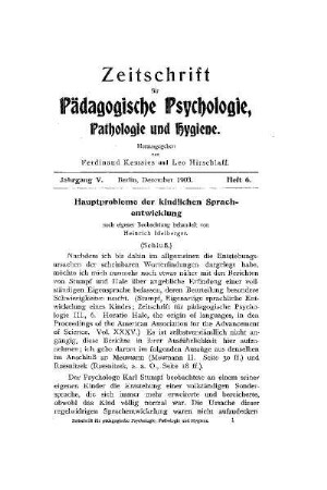 Hauptprobleme der kindlichen Sprachentwicklung : (Schluß)