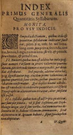 Prosodia Reformata : Duobus Tomis Comprehensa, 2. Primus Index Generalis Vocabulorum ...