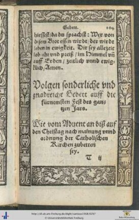 Volgen sonderliche und Gnadreiche Gebet.