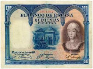 Geldschein, 500 Pesetas, 24.7.1927