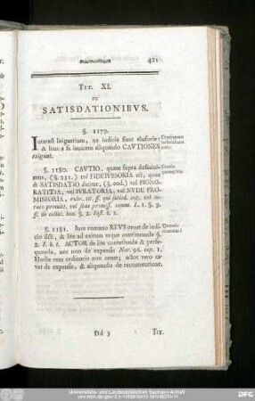 Tit. XI. De Satisdationibus.