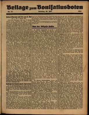 Zweite Ausgabe vom Sonntag, den 30. Juli 1933.