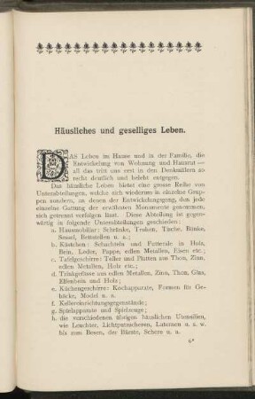 Häusliches und geselliges Leben.
