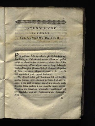 Introduzione Al Discorso Sul Governo de' Fiumi.
