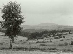Westerzgebirge. Preßnitztal gegen Pöhlberg (832 m). Blick von der Hochfläche südlich von Großrückerswalde von Nordosten