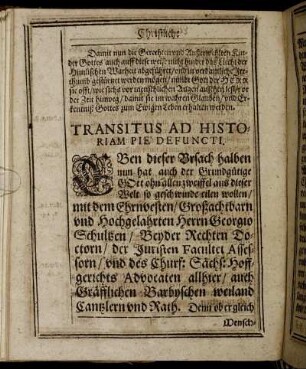 Transitus Ad Historiam Pie Defuncti.