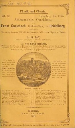 Antiquarisches Bücherverzeichnis. 83. 1879