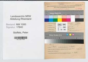 Entnazifizierung Peter Stoffels, geb. 29.12.1910 (Angest.)