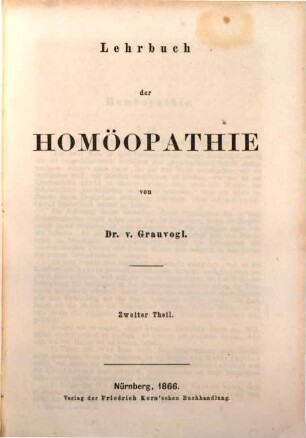 Lehrbuch der Homöopathie, 2