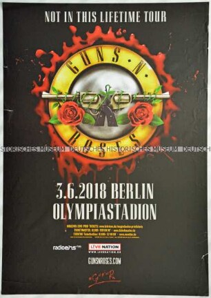 Plakat zu einem Auftritt der US-amerikanischen Hard-Rock-Gruppe Guns N' Roses im Rahmen ihrer "Not in this Lifetime"-Tournee