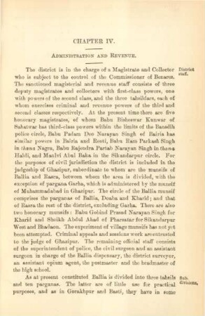 Chapter IV. Administration and revenue