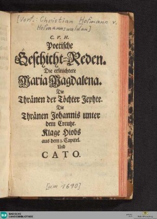Poetische Geschicht-Reden