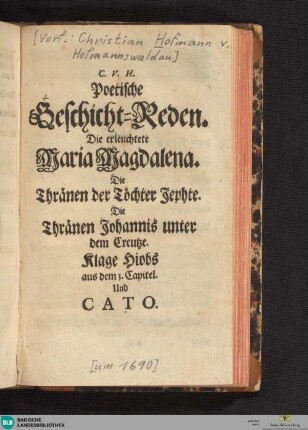 Poetische Geschicht-Reden