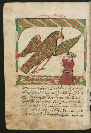 Illustration: Ein riesiger Vogel vor Iskandar