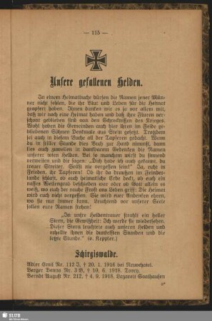 Unsere gefallenen Helden