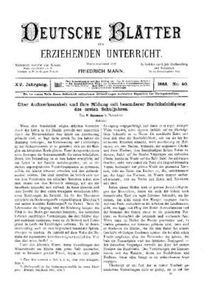 Über Aufmerksamkeit und ihre Bildung mit besonderer Berücksichtigung des ersten Schuljahres : (Schluss)
