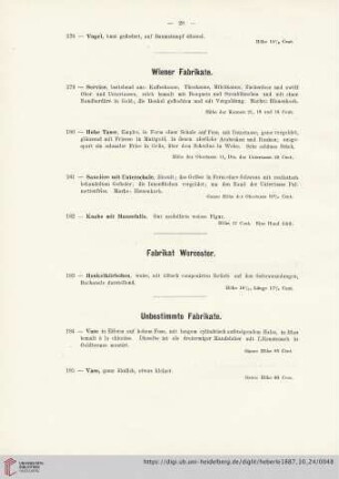 Unbestimmte Fabrikate (Nr. 184 - 189)