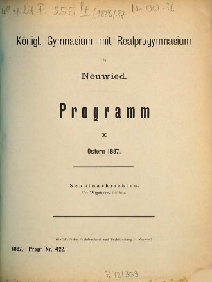 Programm : Ostern ... 1886/87