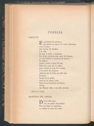 Poesías : Carducci [y] Sugestión del paisaje