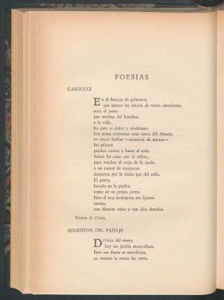 Poesías : Carducci [y] Sugestión del paisaje