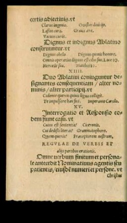 Regulae De Verbis Et aliis partibus orationis.
