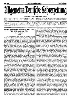 Rudolf Hildebrands Gedanken über Gott, die Welt und das Ich : (Schluß)