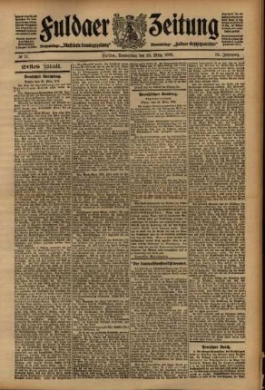 Erste Ausgabe vom Donnerstag, den 26. März 1908.