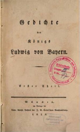 Gedichte des Königs Ludwig von Bayern, 1