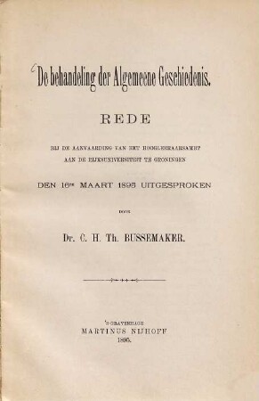 De behandeling der algemeene geschiedenis