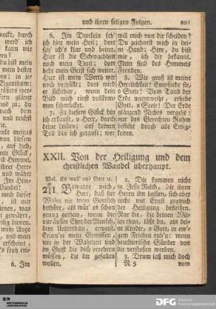 XXII. Von der Heiligung und dem christlichen Wandel überhaupt.