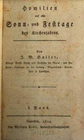 Homilien auf alle Sonn- und Festtage des Kirchenjahres. 1