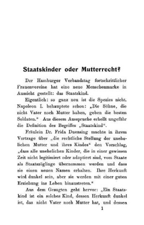 Staatskinder oder Mutterrecht?