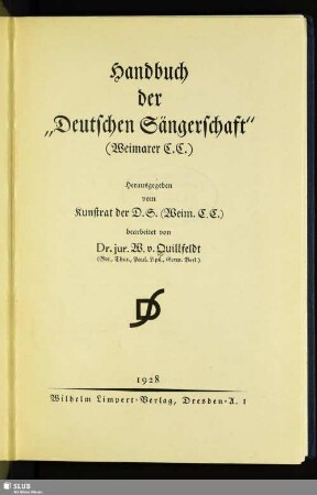 Handbuch der "Deutschen Sängerschaft" (Weimarer C.C.)