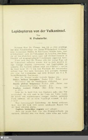 Lepidopteren von der Vulkaninsel