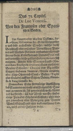 Das 71. Capitel. De Lue Venera. Von den Frantzosen oder Spanischen Bocken
