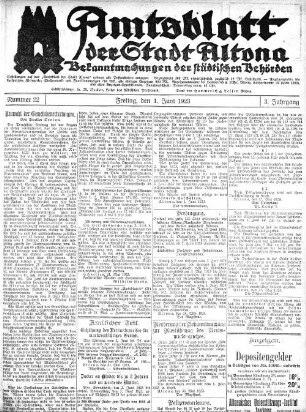 Nummer 22 : Freitag, den 1. Juni 1923