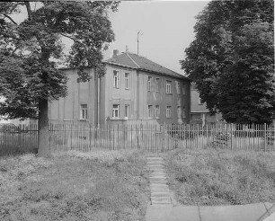 Großenhain, Dresdner Straße. Fabrikgebäude des ehem. VEB Textima Webstuhlbau (2. H. 19. Jh.). Verwaltungsgebäude. Rückseite