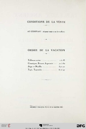 Condition de la vente