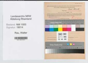 Entnazifizierung Walter Rau, geb. 13.01.1903 (Ingenieur)