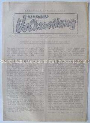 Illegale hektografierte Ausgabe der "Hamburger Volkszeitung"