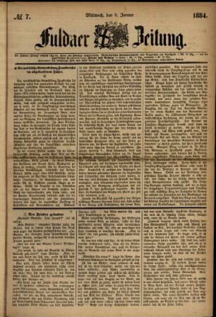 Ausgabe vom Mittwoch, den 09. Januar 1884.