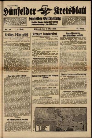 Erste Ausgabe vom Mittwoch, den 08. Mai 1940.