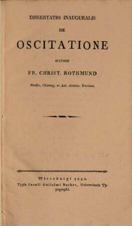 Diss. inaug. de oscitatione