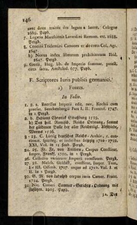 146-190, F) Scriptores Iuris publici germanici.