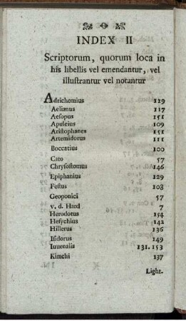Index II. Scriptorum, quorum loca in his libellis vel emendantur, vel illustrantur vel notantur.