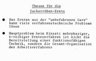 Thesen für die Zuckerrübenernte
