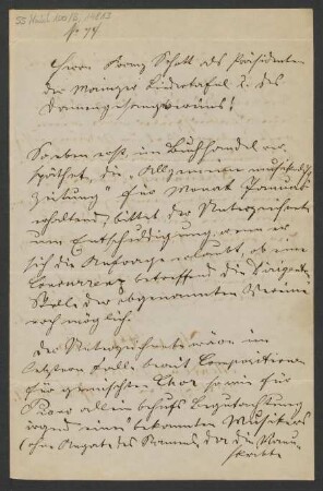 Brief an Franz Schott und Mainzer Liedertafel : 17.02.1864