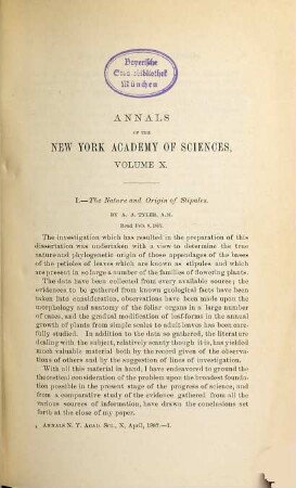 Annals of the New York Academy of Sciences. 10. 1897/98