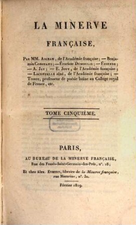 La minerve française. 5. 1819