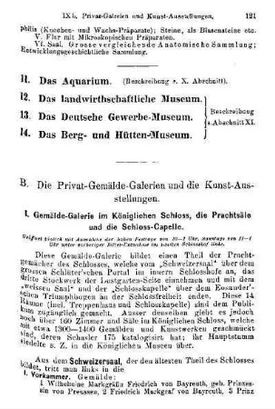 B. Die Privat-Gemälde-Galerien und die Kunst-Ausstellungen